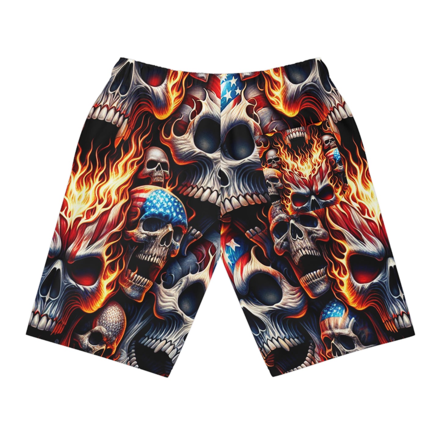 Blazing Skull Patriotic Spectacle Shorts - Patriotic Streetwear Shorts