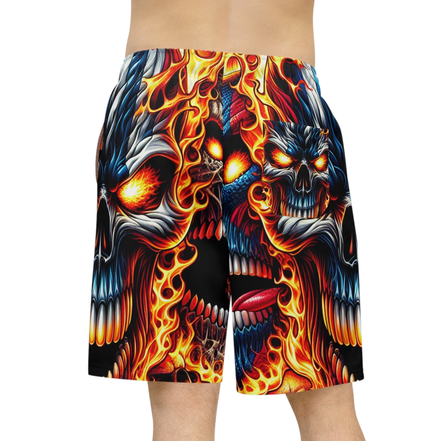 Skull Inferno Fusion: Patriotic Blaze Edition Shorts - Patriotic Streetwear