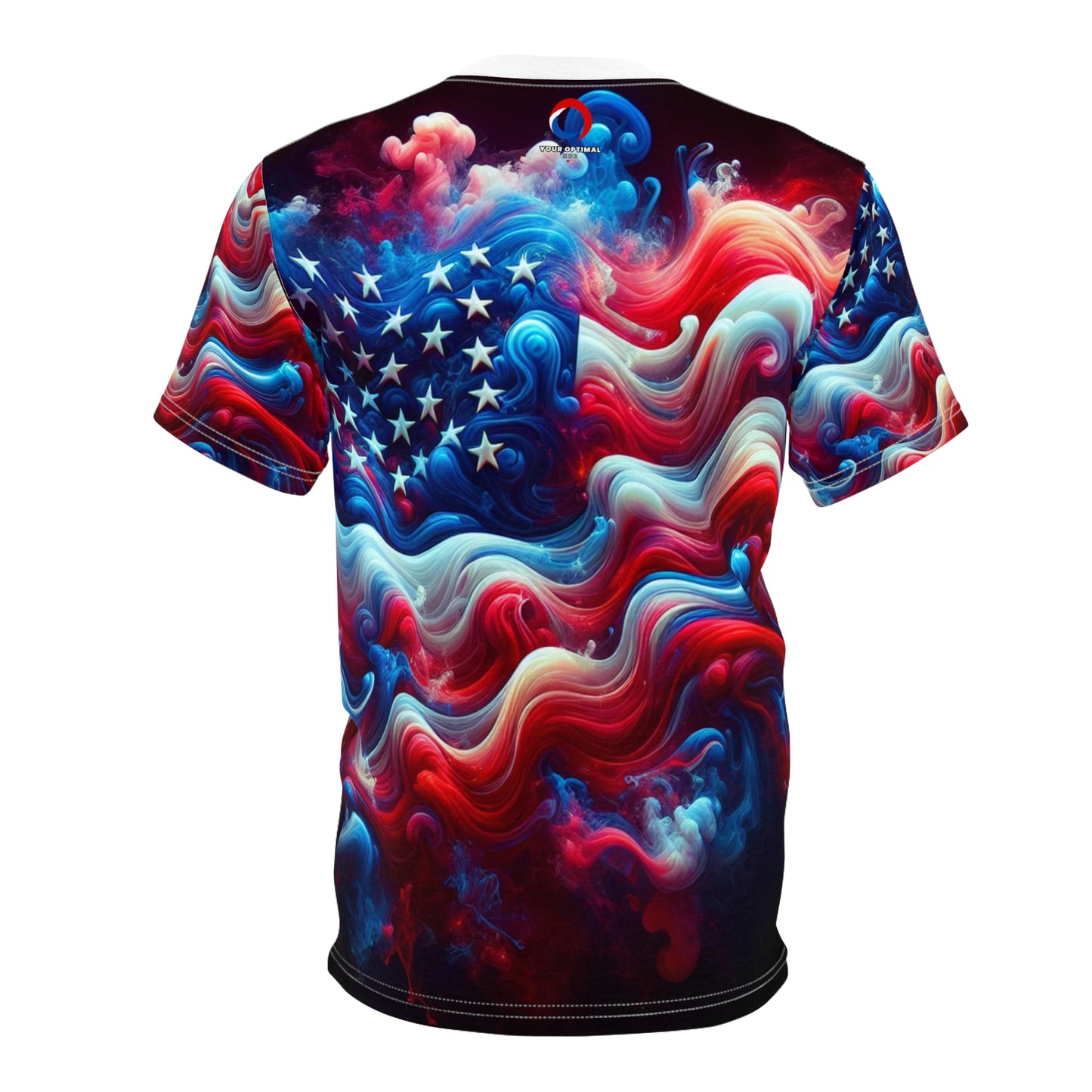 Captivating and Mystical American Flag T-shirt - Surreal, Smoke-Infused Artistic Design with Rich Color Transitions - Patriotic Streetwear Tee