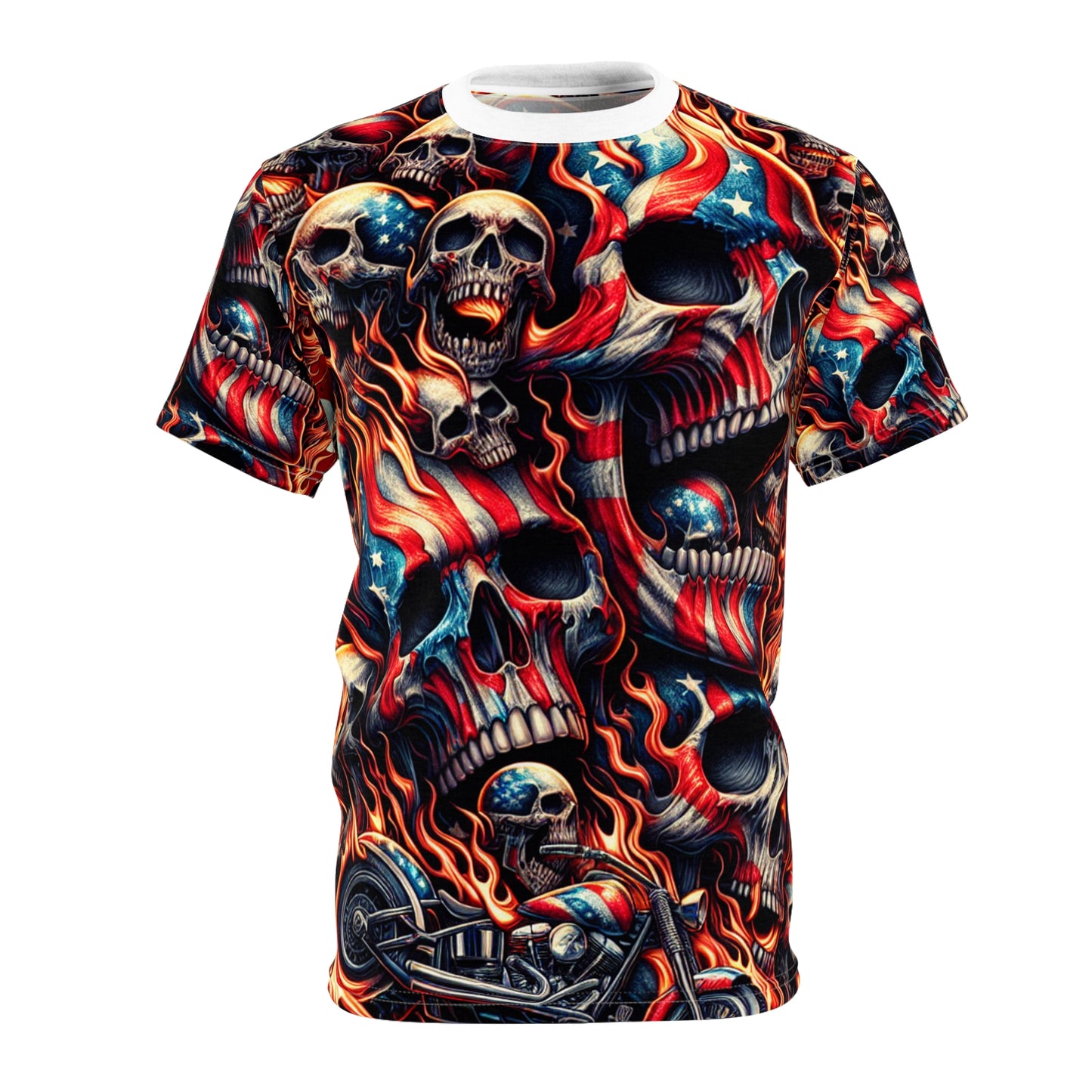 Blaze Banners: Skulls & Stripes Spectacle - Patriotic Streetwear