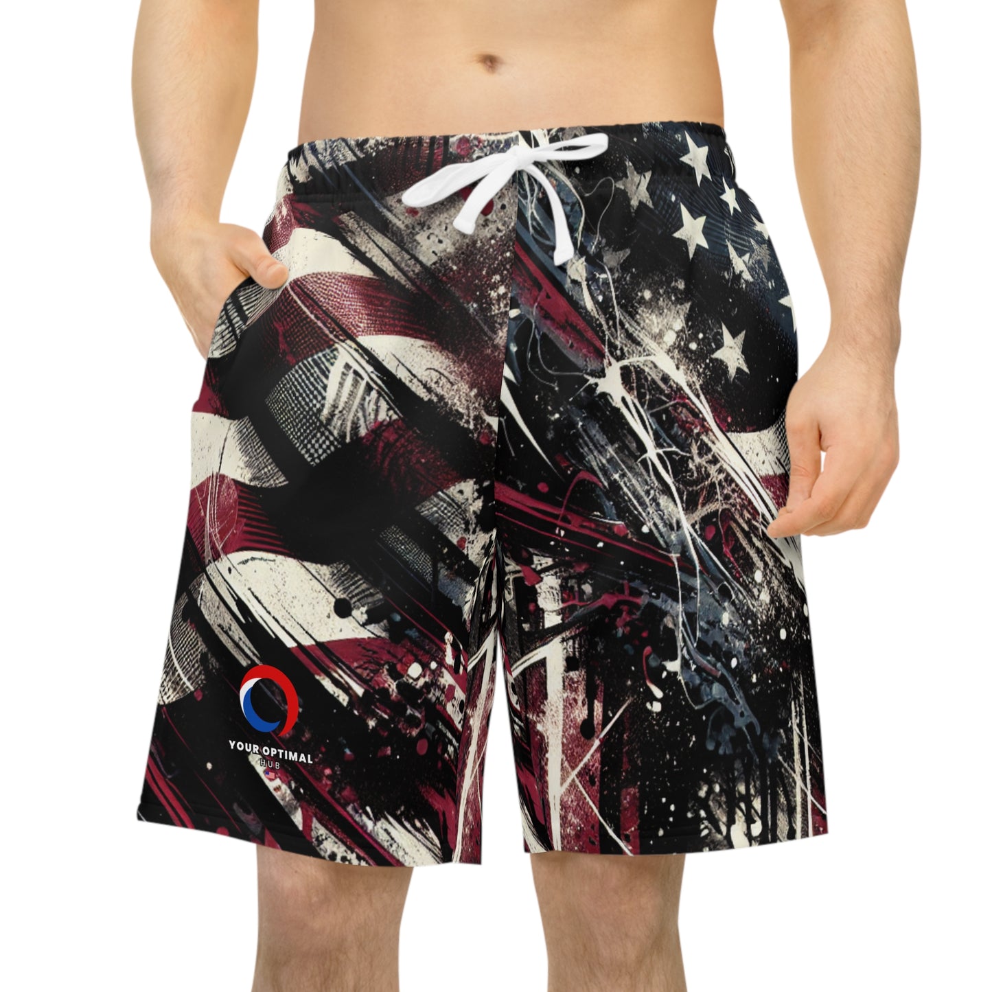 Distressed American Flag Grunge Shorts: Edgy Streetwear with Patriotic Graffiti Essence - Patriotic Streetwear Shorts