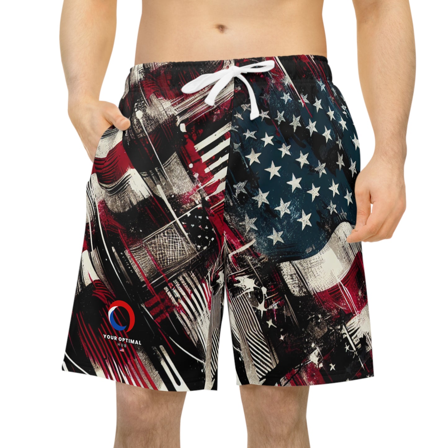 Grunge American Flag Streetwear Shorts - Distressed Patriotic Graffiti Urban Art, Edgy & Bold Look - Patriotic Streetwear Shorts