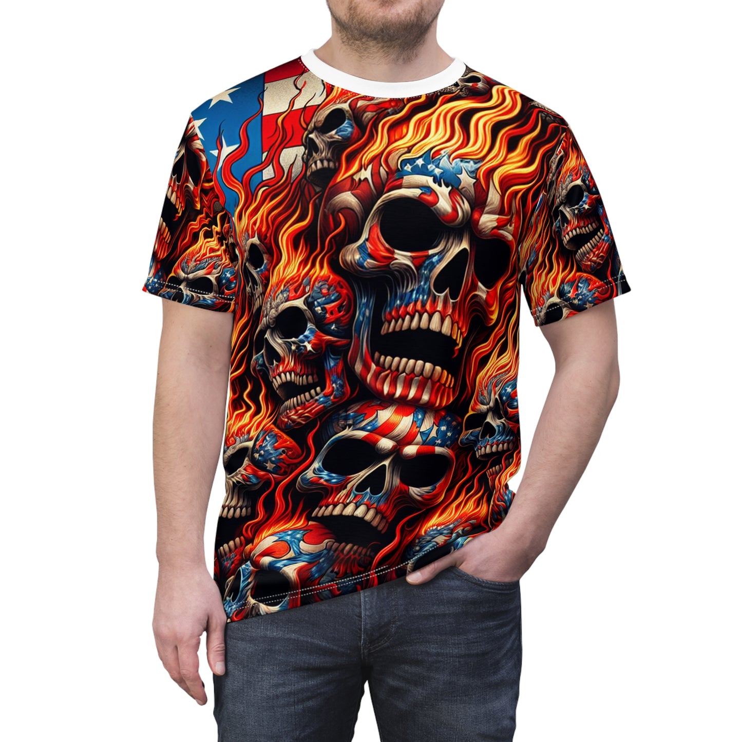 Inferno Patriotica: Ghostfire Fury Edition - Patriotic Streetwear Tee