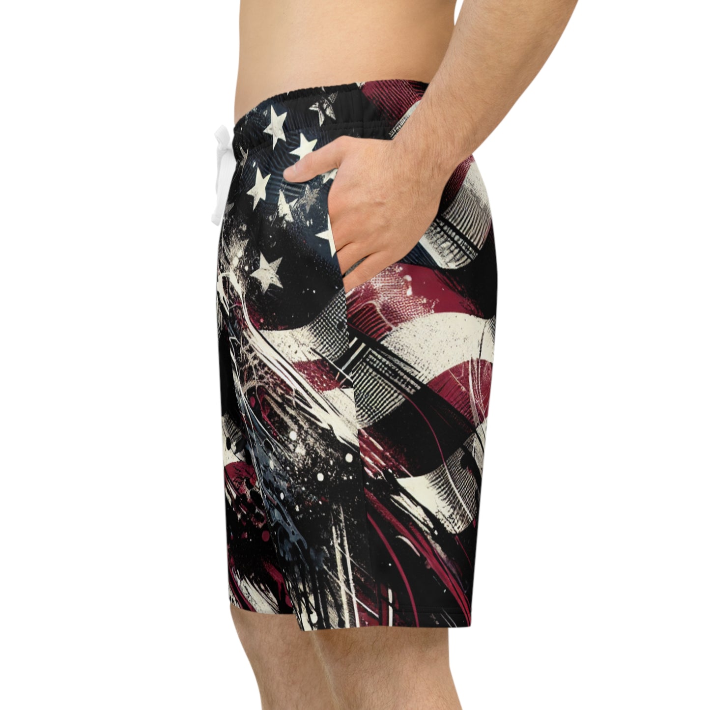 Distressed American Flag Grunge Shorts: Edgy Streetwear with Patriotic Graffiti Essence - Patriotic Streetwear Shorts