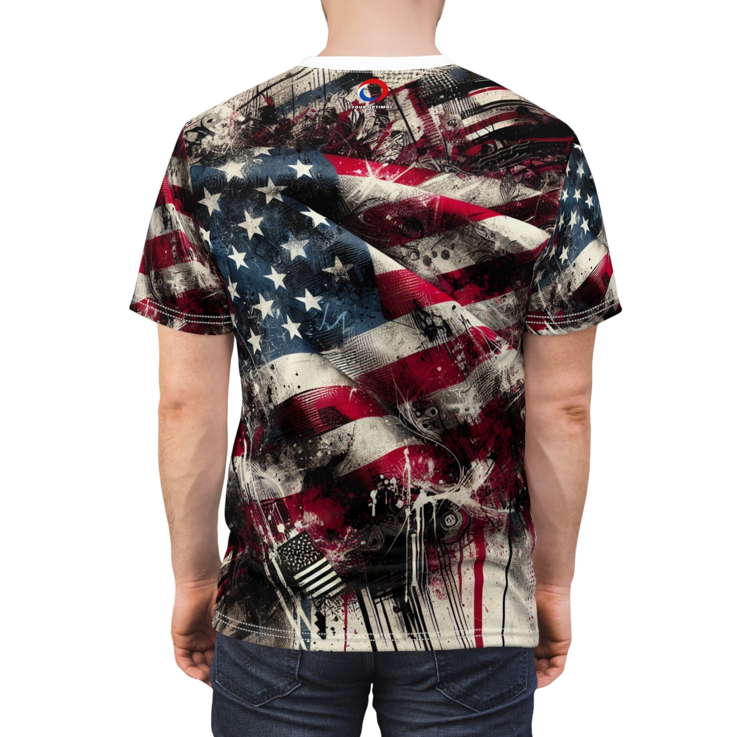 American Spirit Unleashed: Distressed Flag Graffiti Art Grunge Streetwear T-Shirt - Patriotic Streetwear Tee