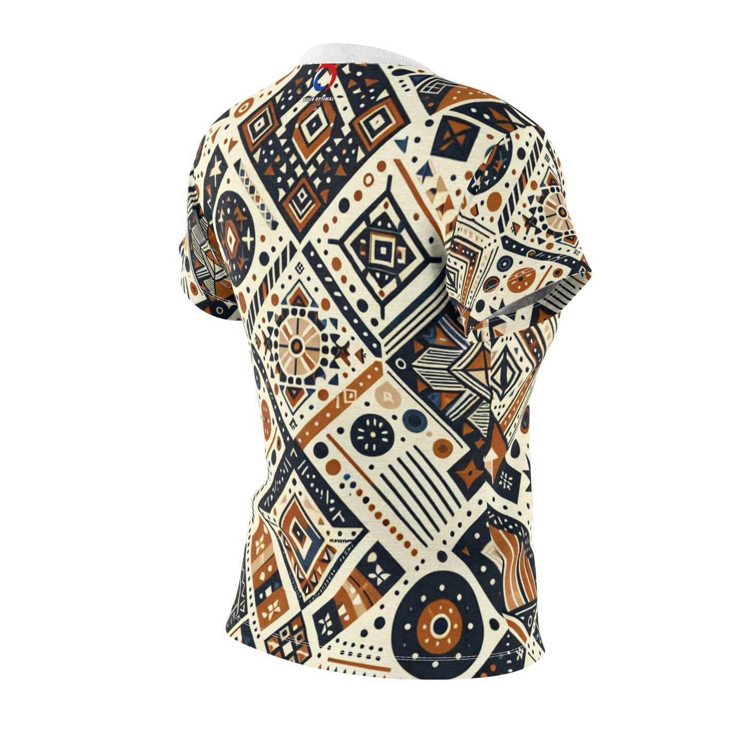 Berber Tattoo Inspired Women's Tee - Storytelling Geometric Artistry in Earthy & Organic Colors - African Tribal Pattern-Inspired