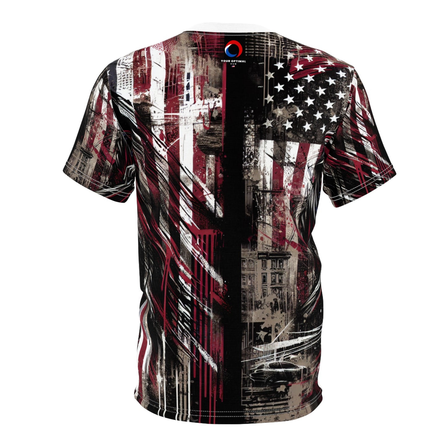 Urban Rebellion: Raw & Resilient American Flag Graffiti Grunge Streetwear T-Shirt - Patriotic Streetwear Tee