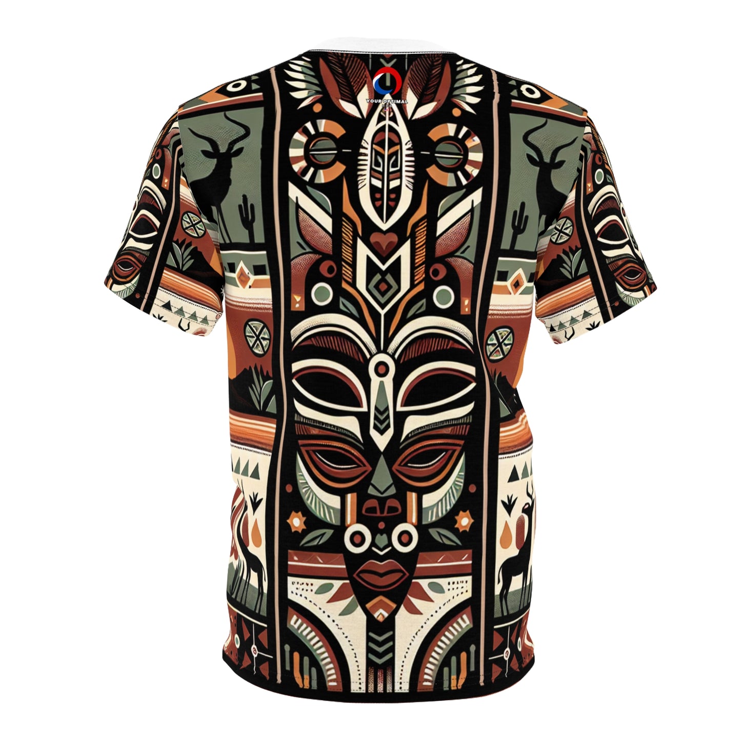 African-Mystique Meets Southwest Skyline: Tribal Totem Symmetric Art T-Shirt - African Tribal Pattern-Inspired Tee