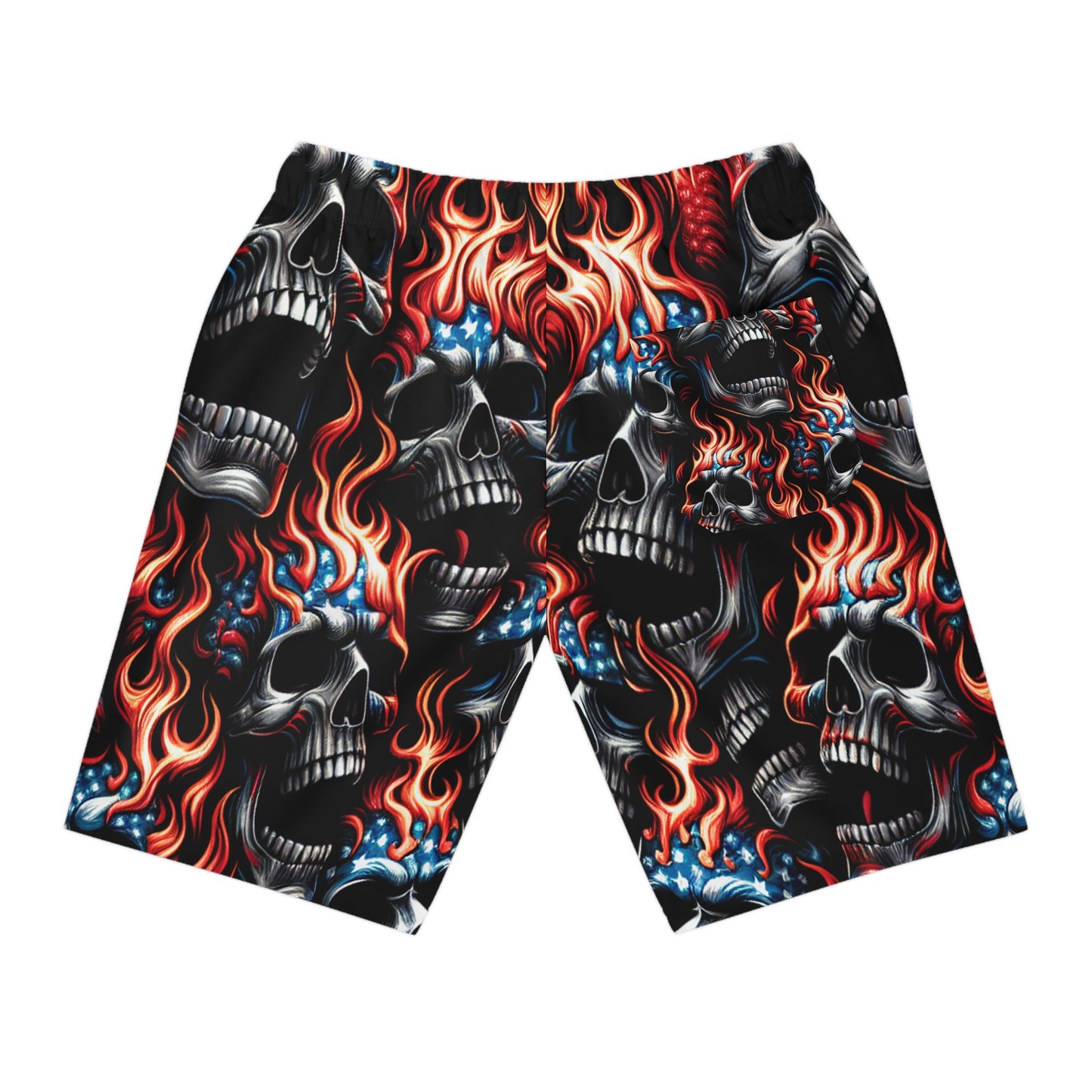 Blazing Skulls Patriot Edition: Tattoo-Inspired American Pride Shorts - Patriotic Streetwear Shorts