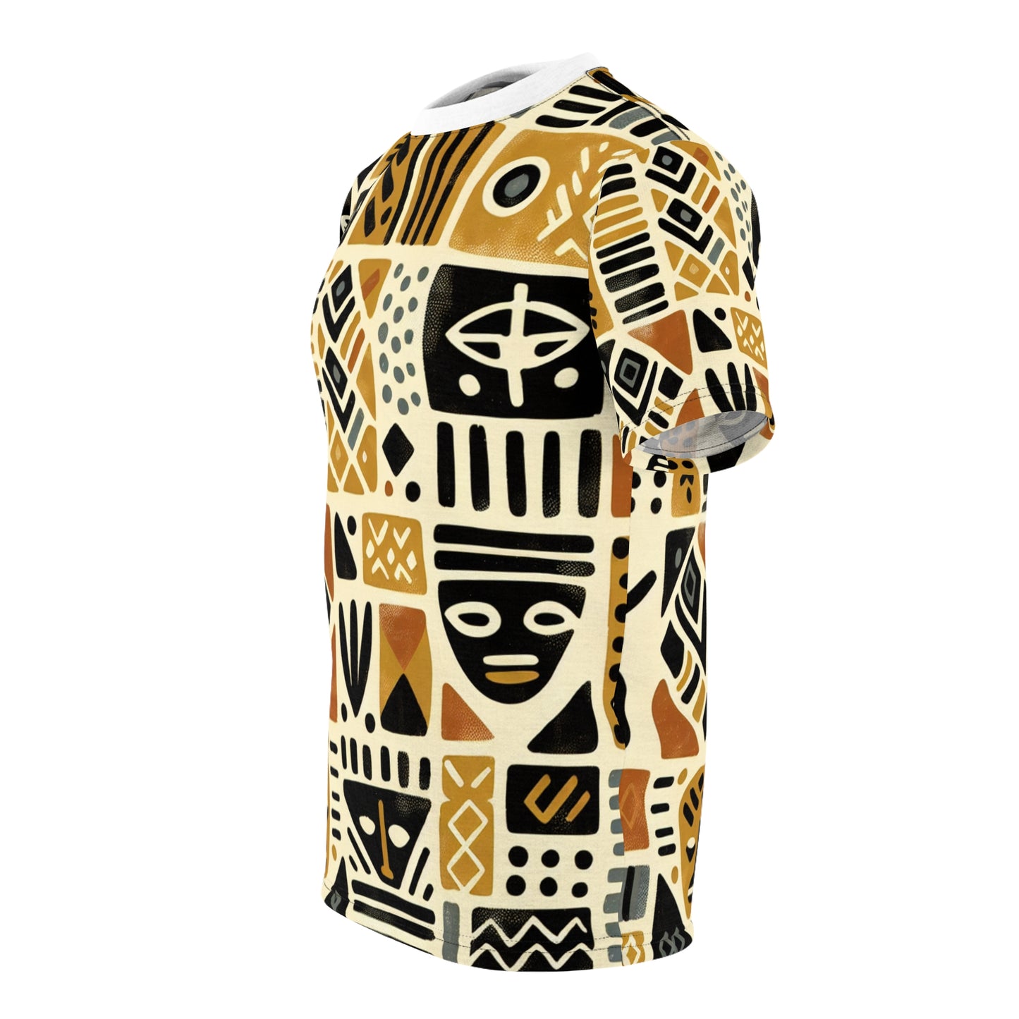 African Mud Cloth-Inspired T-Shirt, Block-Printed Abstract & Tribal Motifs - African Tribal Pattern-Inspired Apparel