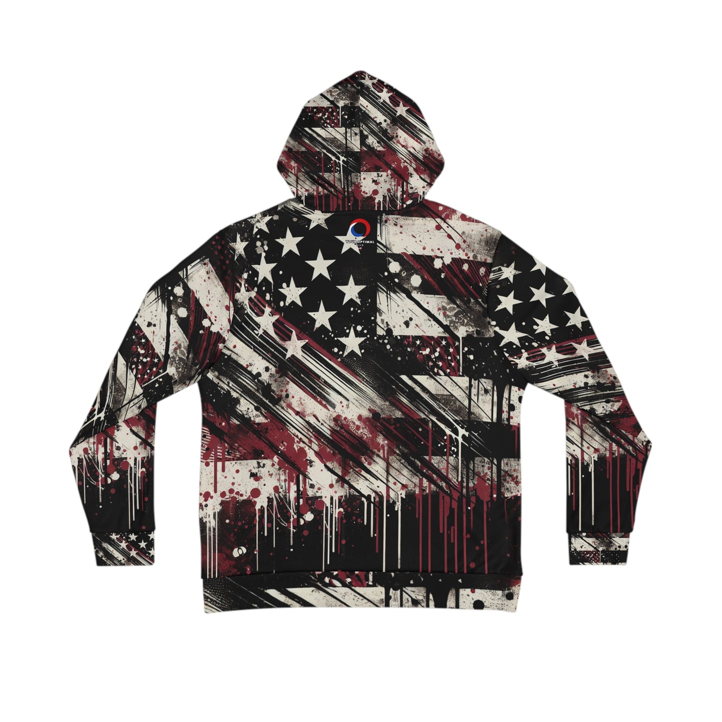 Edgy American Flag Distressed Grunge Streetwear Hoodie - Bold Graffiti-Inspired Patriotic Urban Style Sweatshirt - Patriotic Streetwear