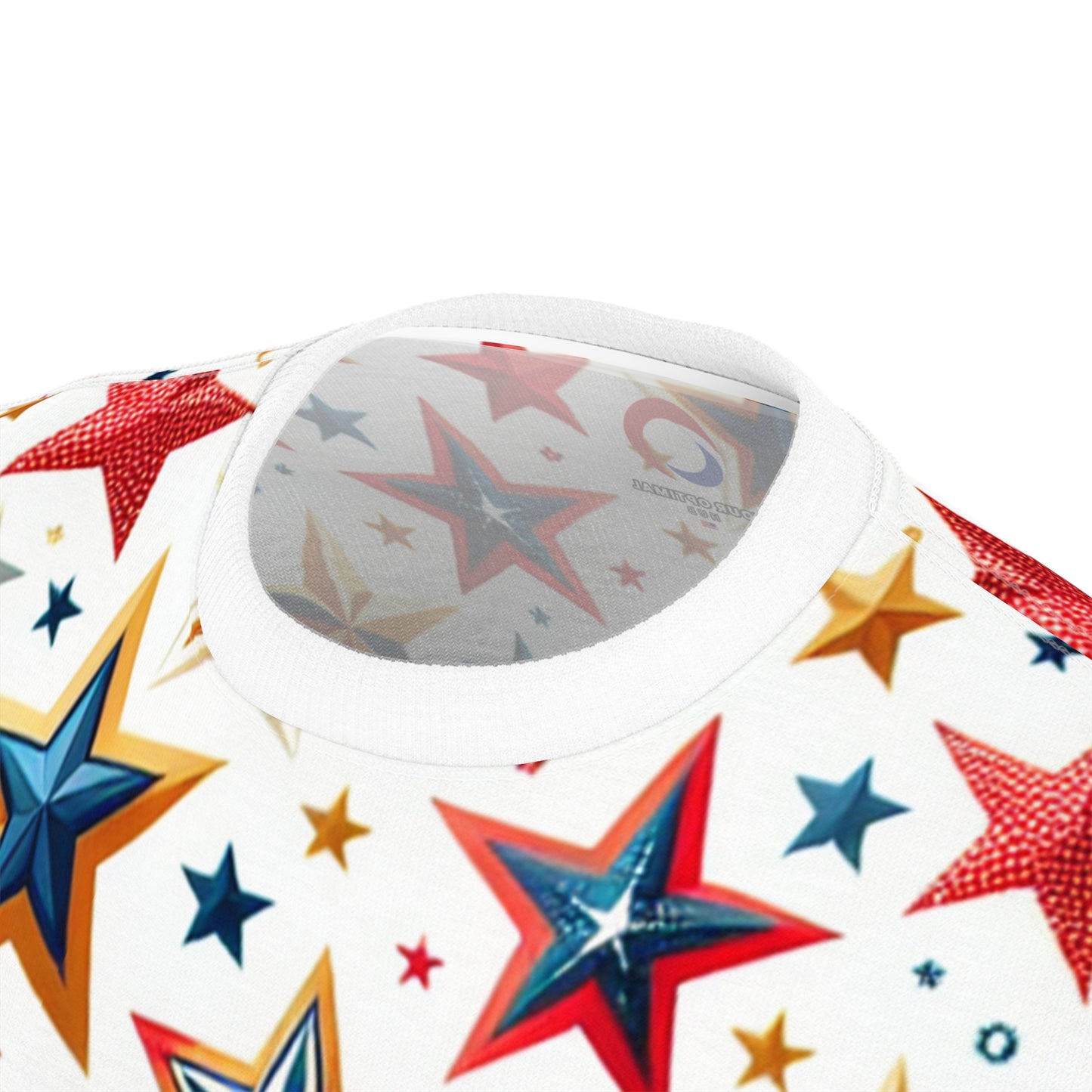 Independence Day Celebration: Festive Multi-Size, Multi-Color Star Pattern on White | Patriotic Party Tee | Patriotic Streetwear