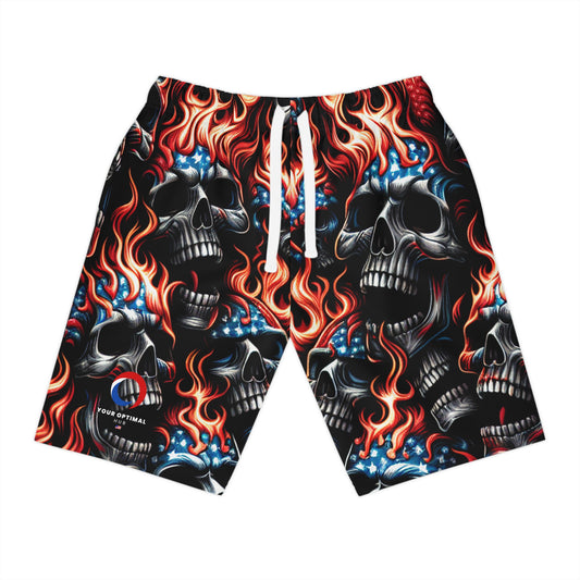 Blazing Skulls Patriot Edition: Tattoo-Inspired American Pride Shorts - Patriotic Streetwear Shorts