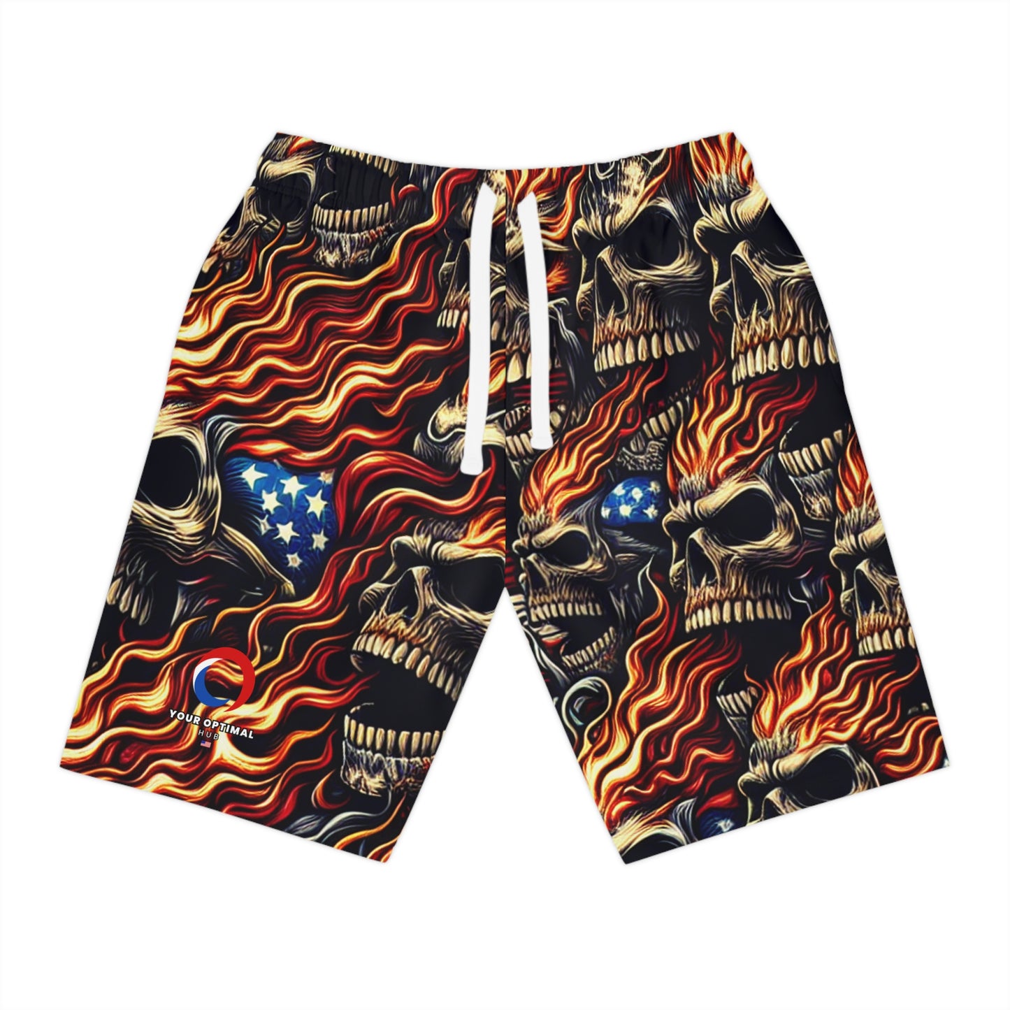 Skull Inferno: Patriotic Tattoo Masterpiece Shorts - Patriotic Streetwear Shorts