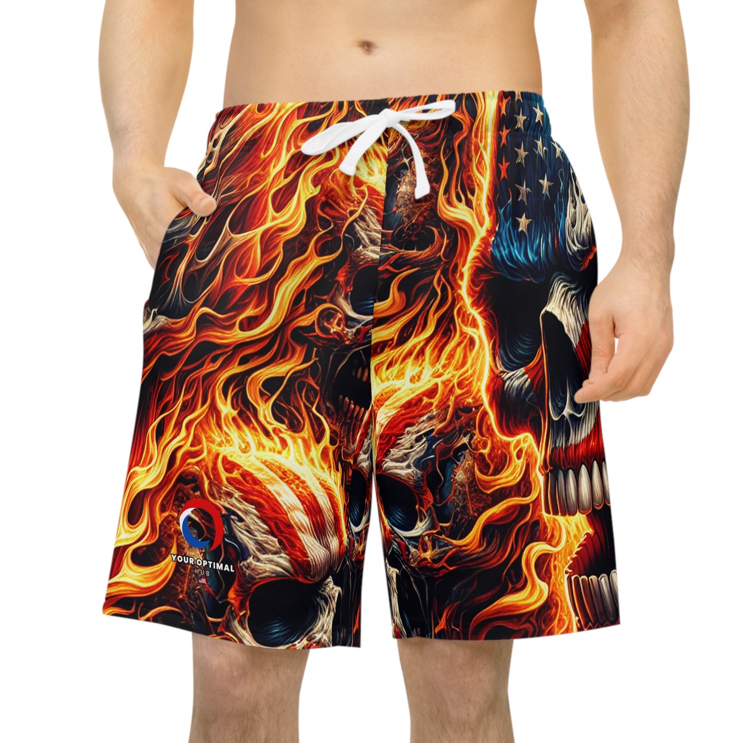 Skull Inferno Patriotism Dazzle Shorts - Patriotic Streetwear Shorts