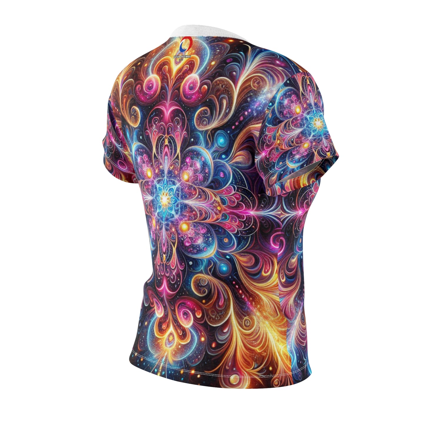 Radiant Cosmic Mandala Tee: Vibrant Psychedelic Art, Neon Kaleidoscope Women's T-Shirt - Women's Trippy Tee