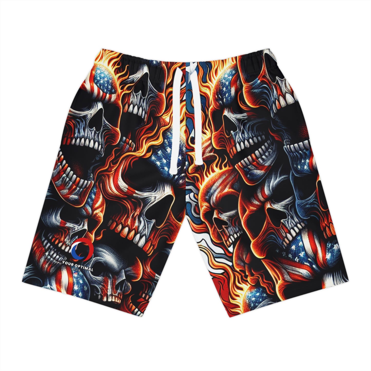 Inferno Patriot: Skull Blaze Freedom Shorts - Patriotic Streetwear Shorts