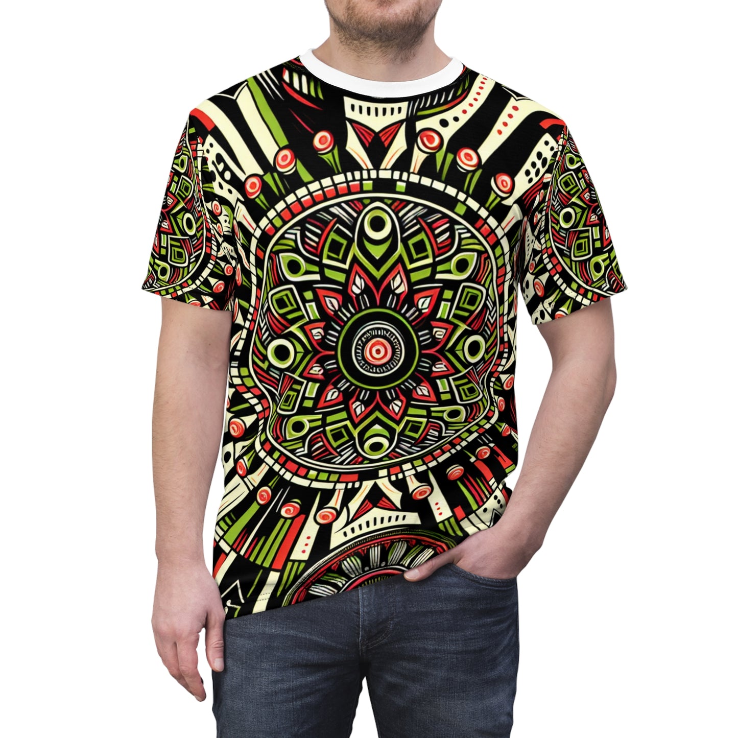 African Drum Rhythm Dance Celebration T-Shirt, Vibrant Bold Design, Festival Ready - African Tribal Pattern-Inspired Tee