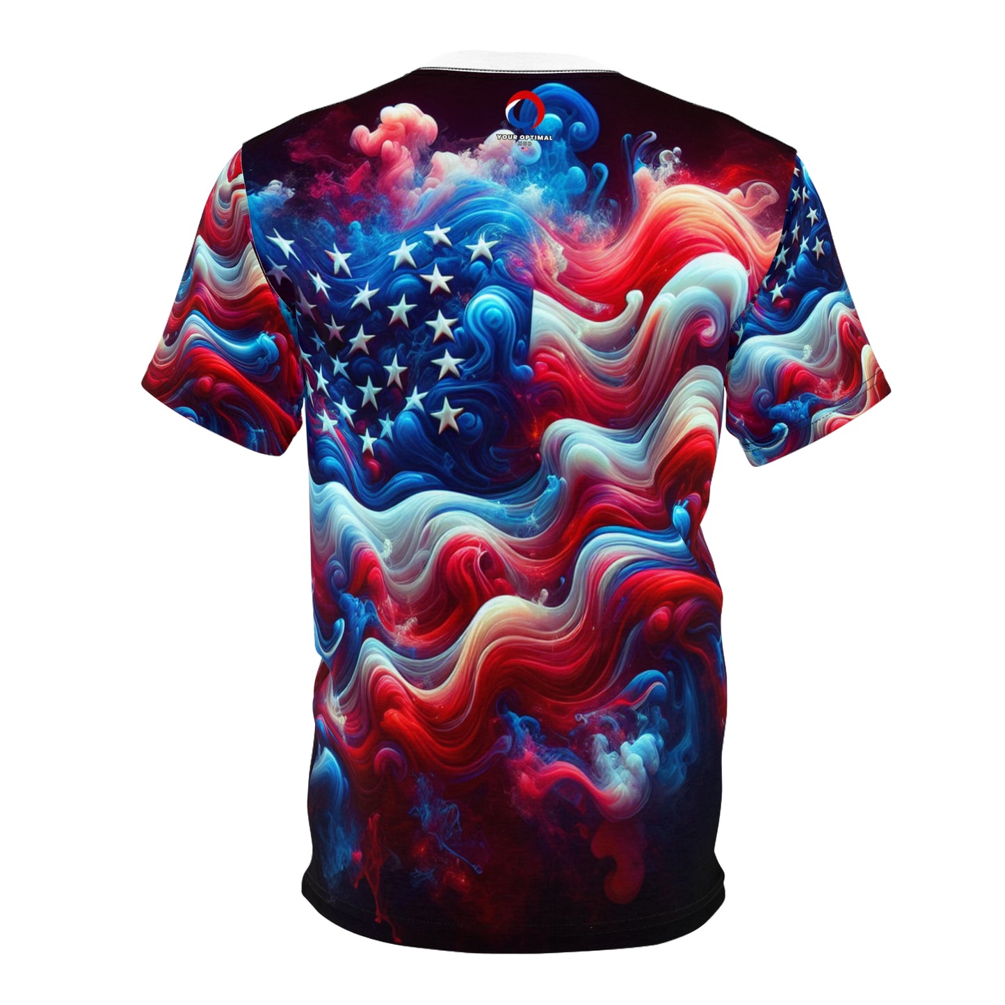 Captivating and Mystical American Flag T-shirt - Surreal, Smoke-Infused Artistic Design with Rich Color Transitions - Patriotic Streetwear Tee