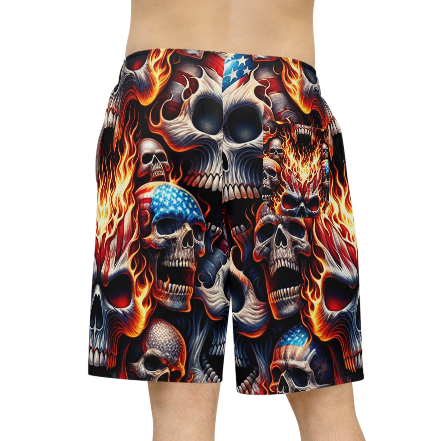 Blazing Skull Patriotic Spectacle Shorts - Patriotic Streetwear Shorts