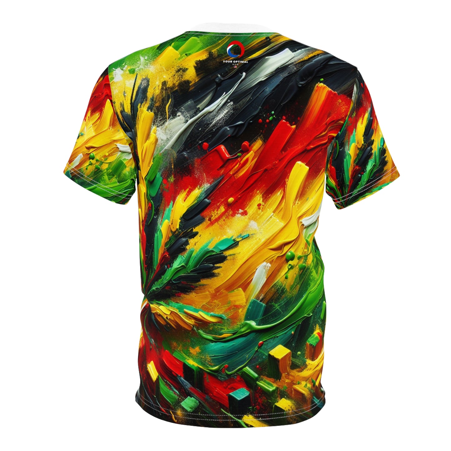 Rasta Essence Abstract Art Tee: Bold Impasto Paintwork, Unity & Freedom Theme - Rastafarian Abstract Pattern-Inspired Tee