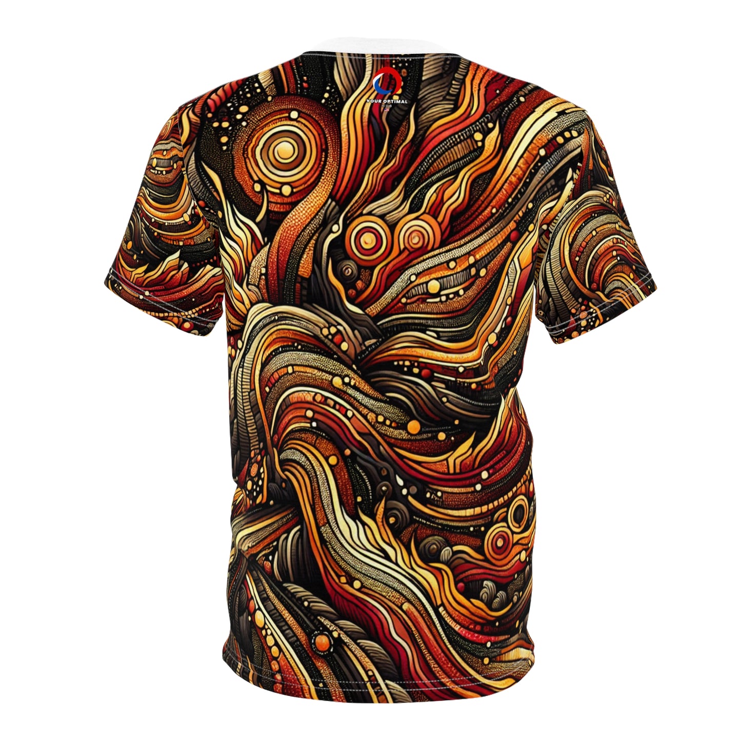 Aboriginal Art & Volcanic Eruption Inspired T-shirt - Fiery Storytelling Design - Ancestral Connection-Inspired Apparel