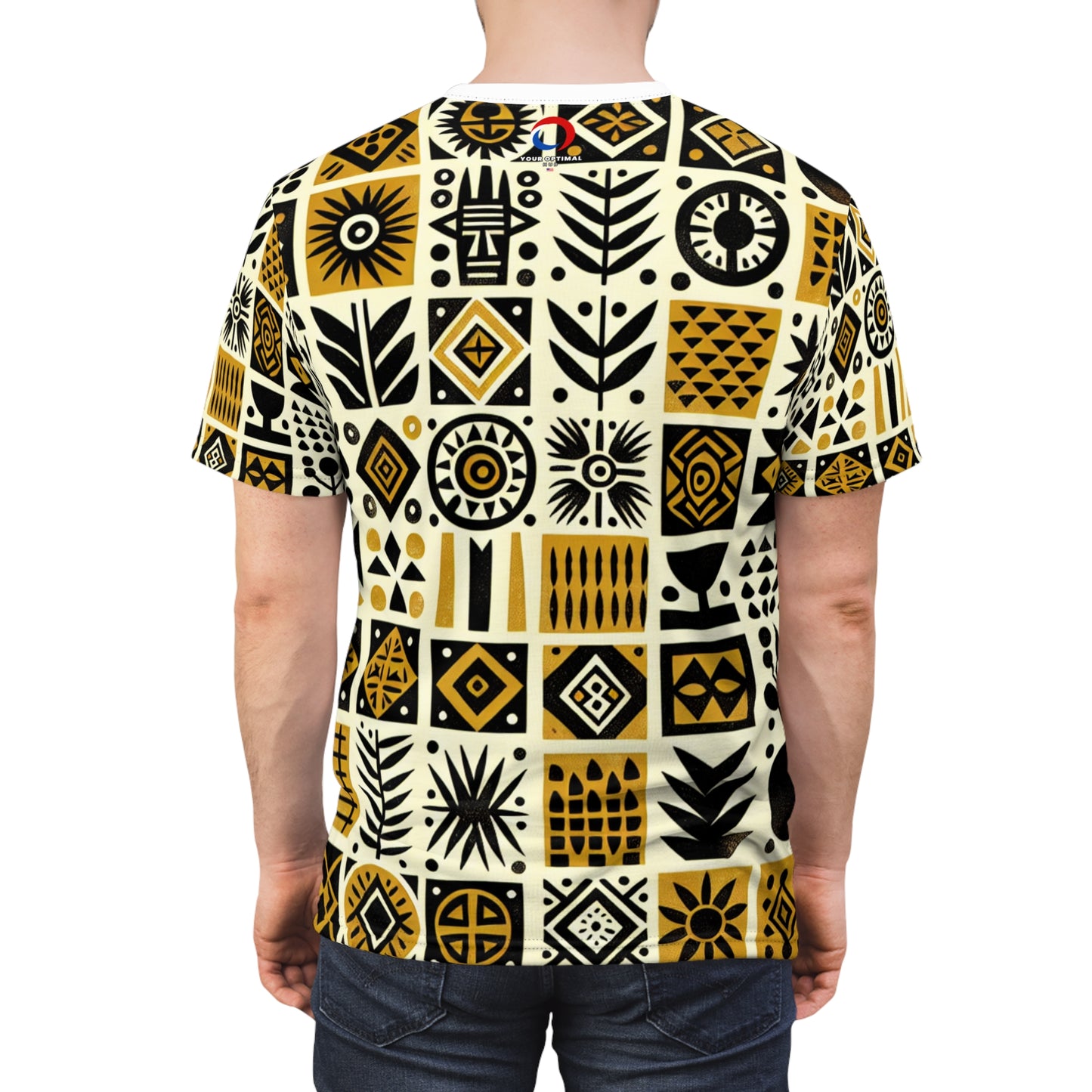 African Mud Cloth-Inspired Tee - Handcrafted African Design, Block-Printed Tribal Motifs - African Tribal Pattern-Inspired