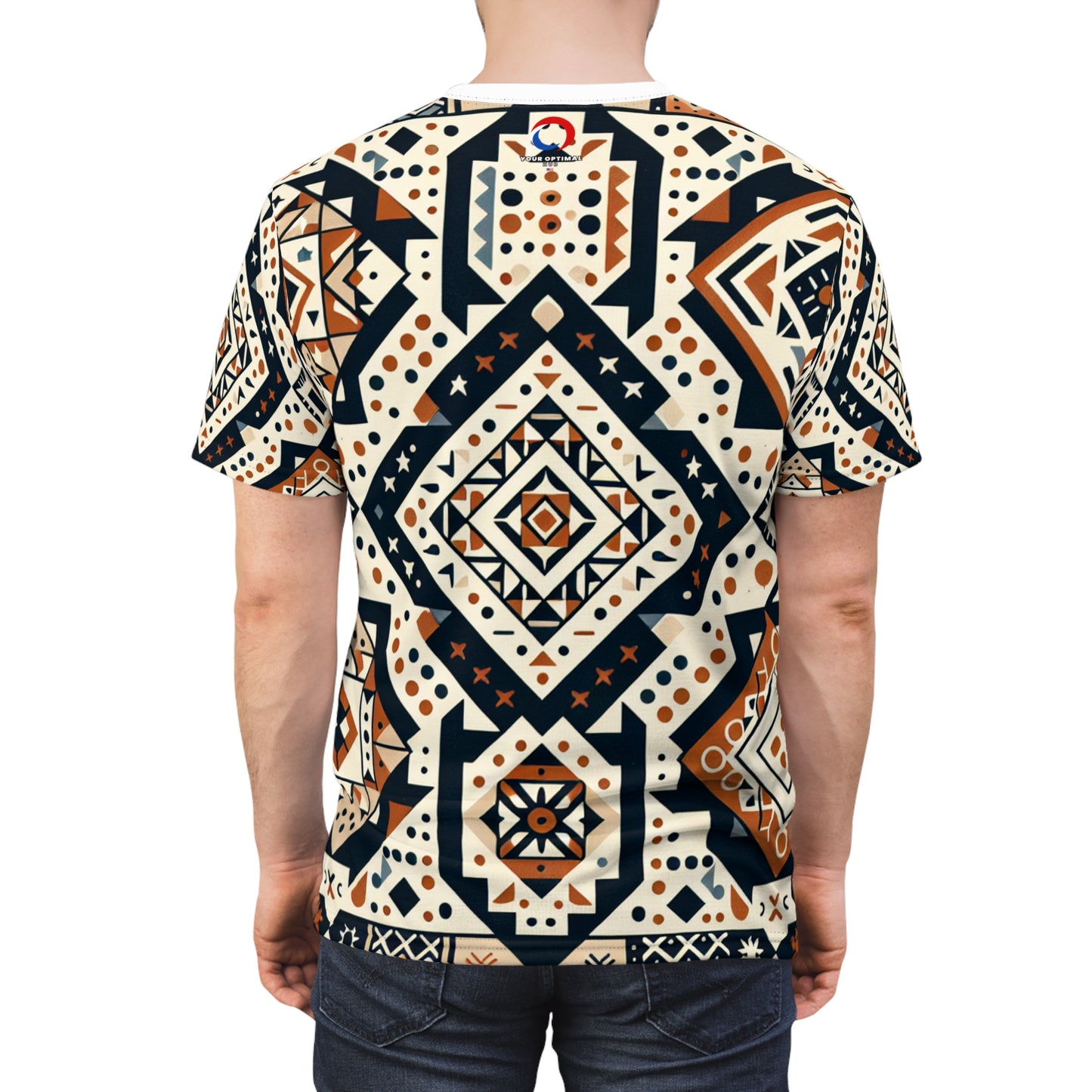 Berber Tattoo Art T-Shirt - Geometric Storytelling Design, Earthy Tones, Eclectic Shapes - African Tribal Pattern-Inspired Tee