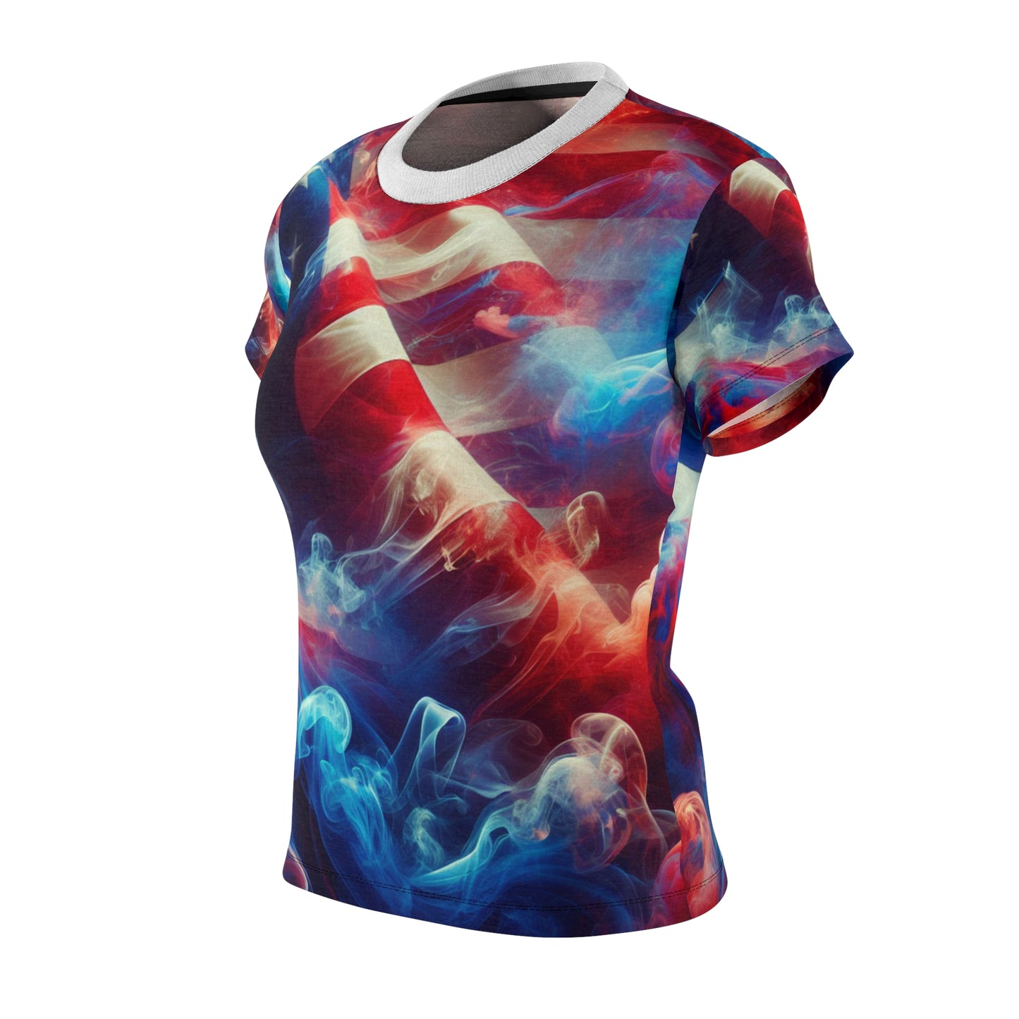 Women's Mystical American Flag T-shirt: Dreamy, Artistic, Fluid Design Celebrating Unity & Pride - Patriotic Streetwear Tee