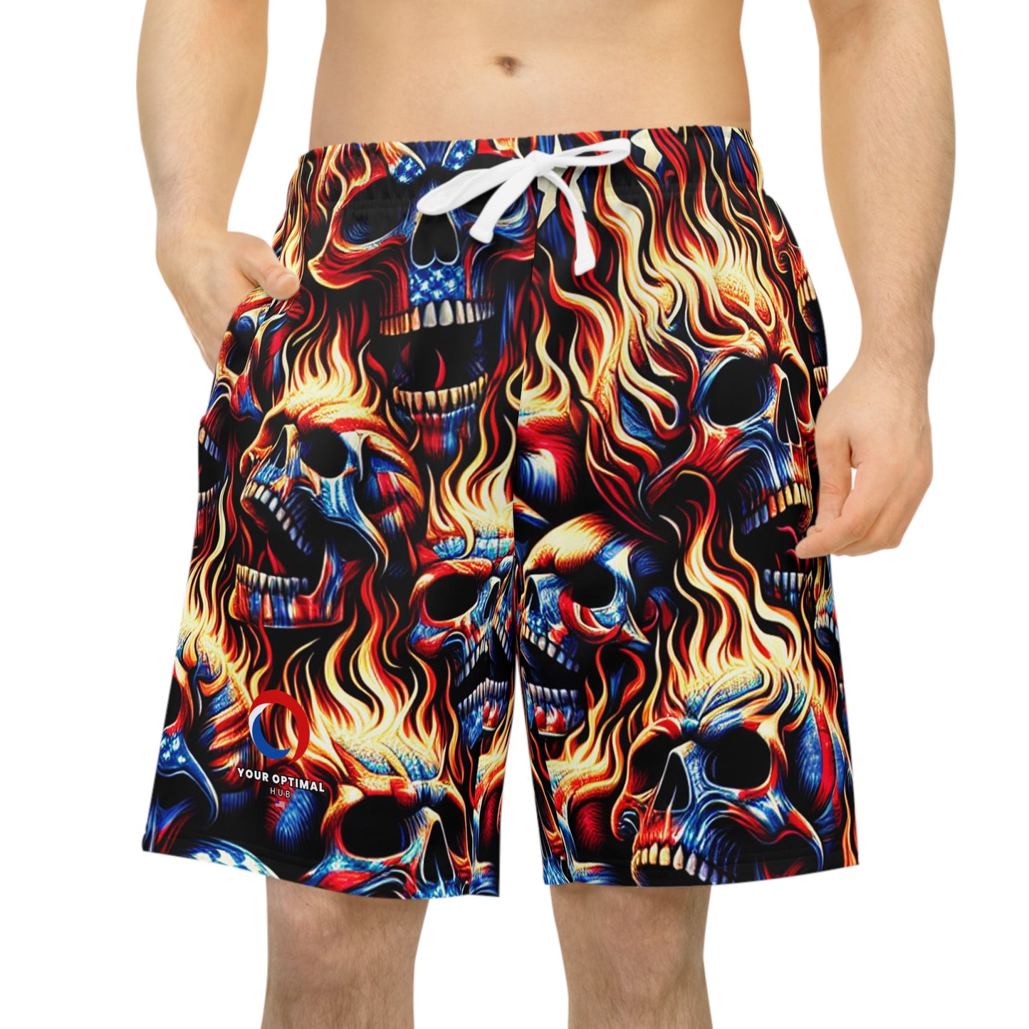 Skull Inferno Patriotic Spectacle Shorts - Patriotic Streetwear Shorts