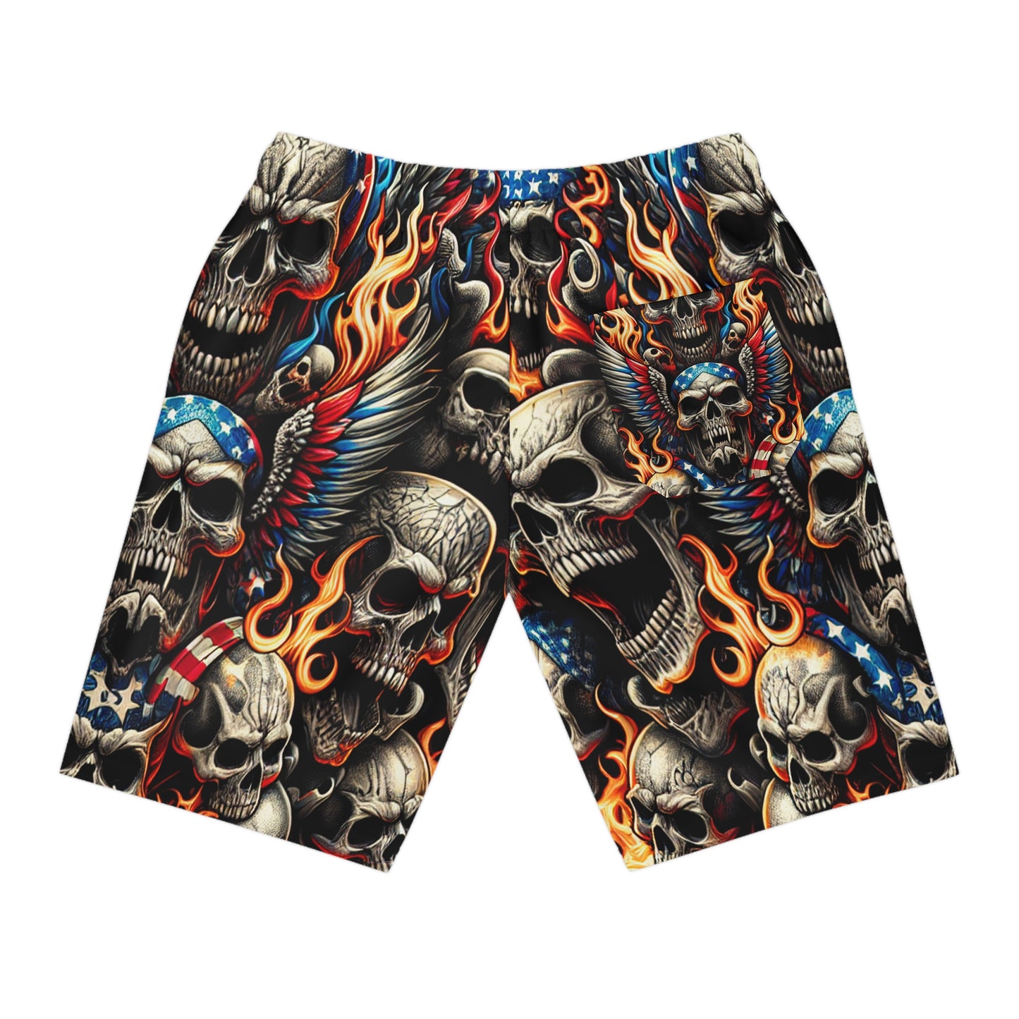 Patriotic Inferno Skulls - Intricate Tattoo Design Shorts - Patriotic Streetwear Shorts