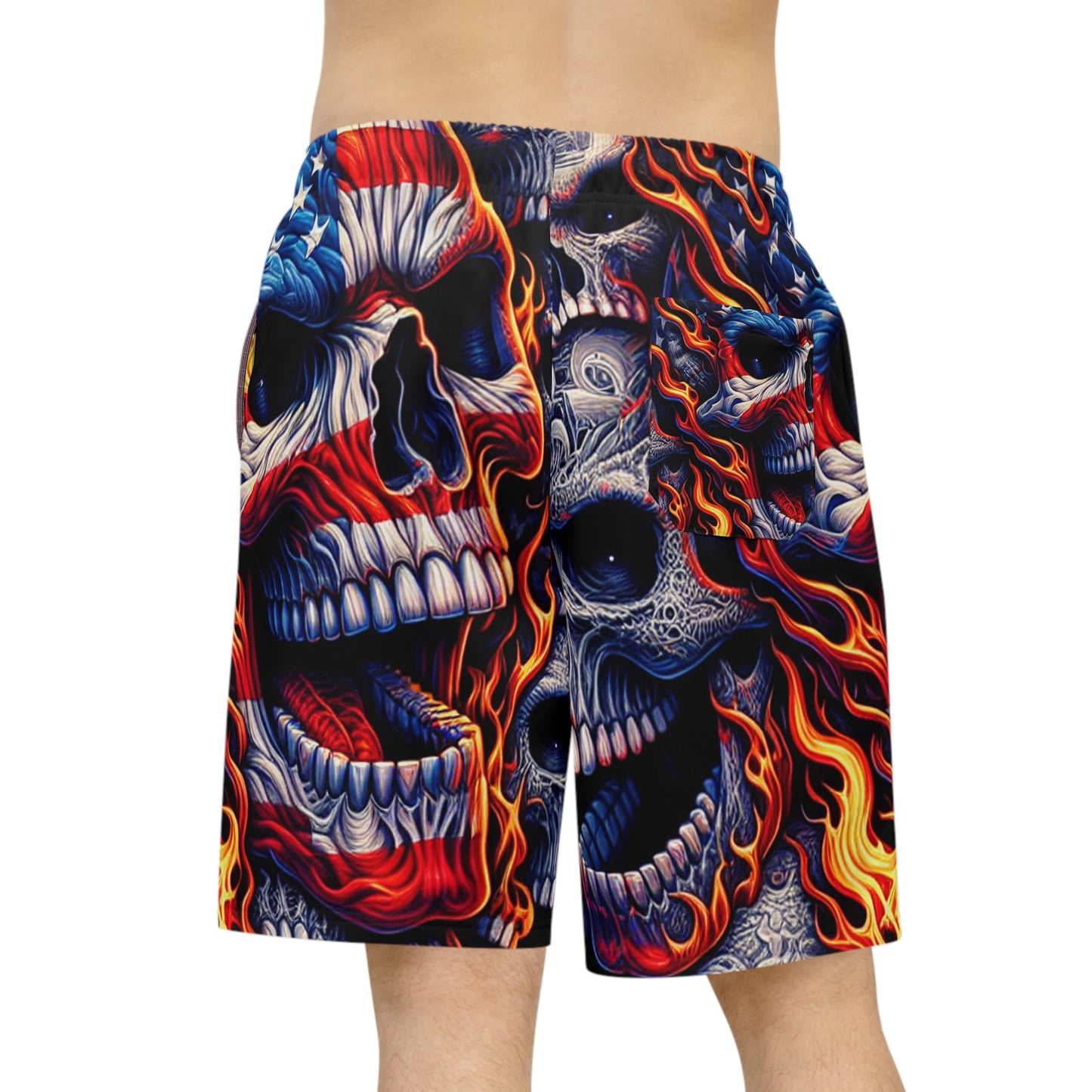 Skull Inferno Patriotic Aesthetics Men's Shorts - Patriotic Streetwear Shorts