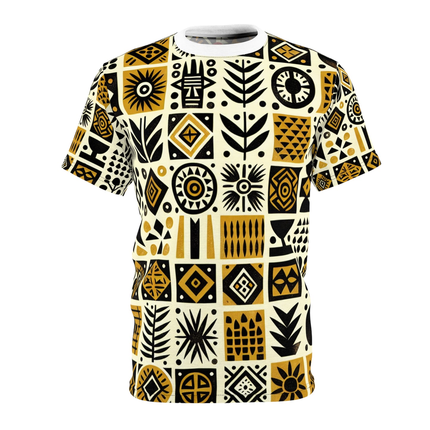 African Mud Cloth-Inspired Tee - Handcrafted African Design, Block-Printed Tribal Motifs - African Tribal Pattern-Inspired