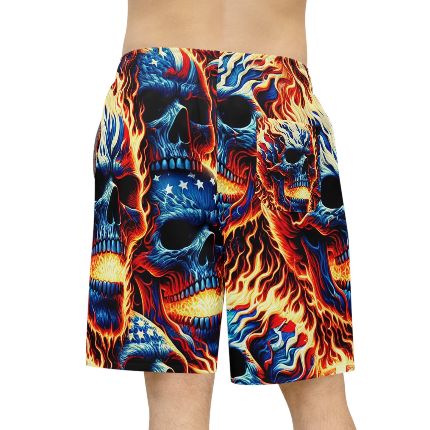 Inferno Patriotic Skull Riot Designer Shorts - Patriotic Streetwear Shorts