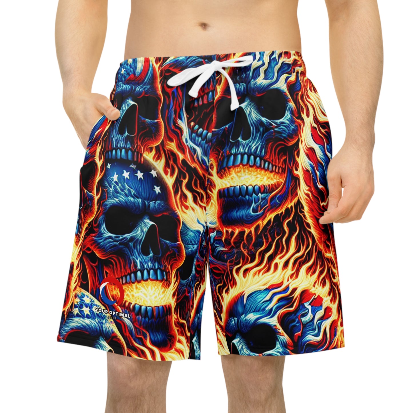 Inferno Patriotic Skull Riot Designer Shorts - Patriotic Streetwear Shorts