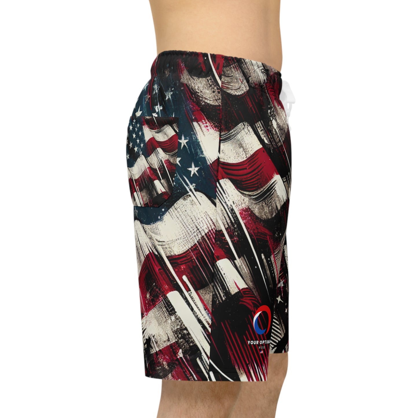 Grunge American Flag Streetwear Shorts - Distressed Patriotic Graffiti Urban Art, Edgy & Bold Look - Patriotic Streetwear Shorts