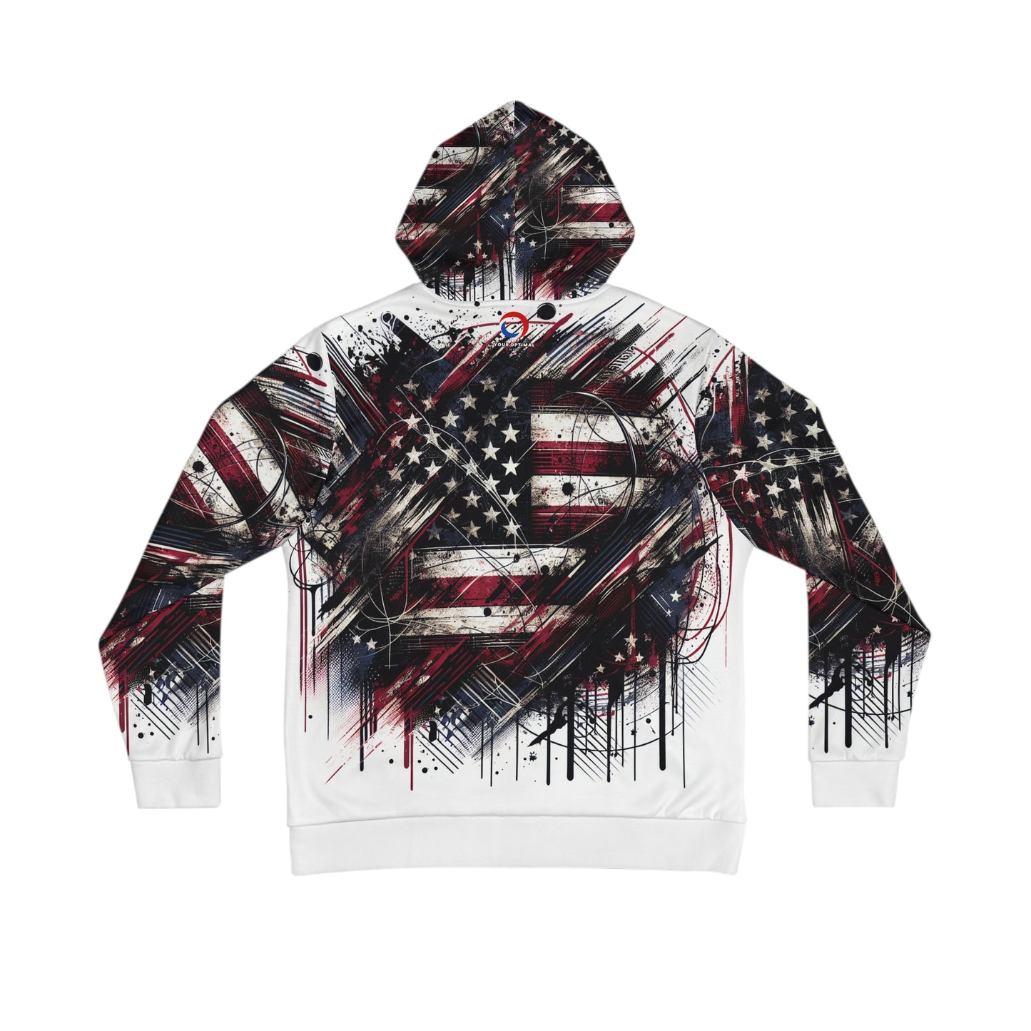 Urban Rebel American Flag Hoodie - Unleashed Streetwear Art, Weathered Patriotic Graffiti Design, Resilient Grunge Street Style