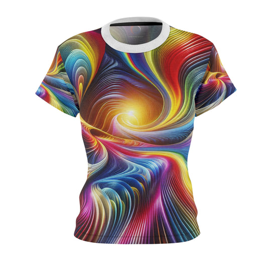 Surreal Psychedelic Vortex Women's T-Shirt: Vibrantly Abstract, Rainbow-Hued, Hypnotic Artwork Tee - Women's Trippy Tee