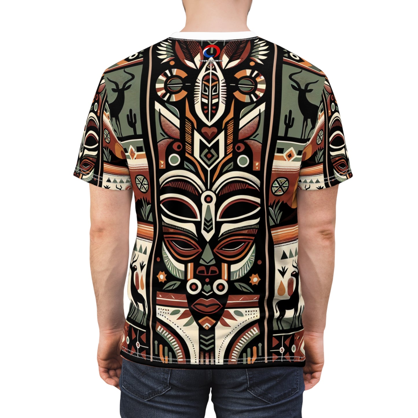 African-Mystique Meets Southwest Skyline: Tribal Totem Symmetric Art T-Shirt - African Tribal Pattern-Inspired Tee