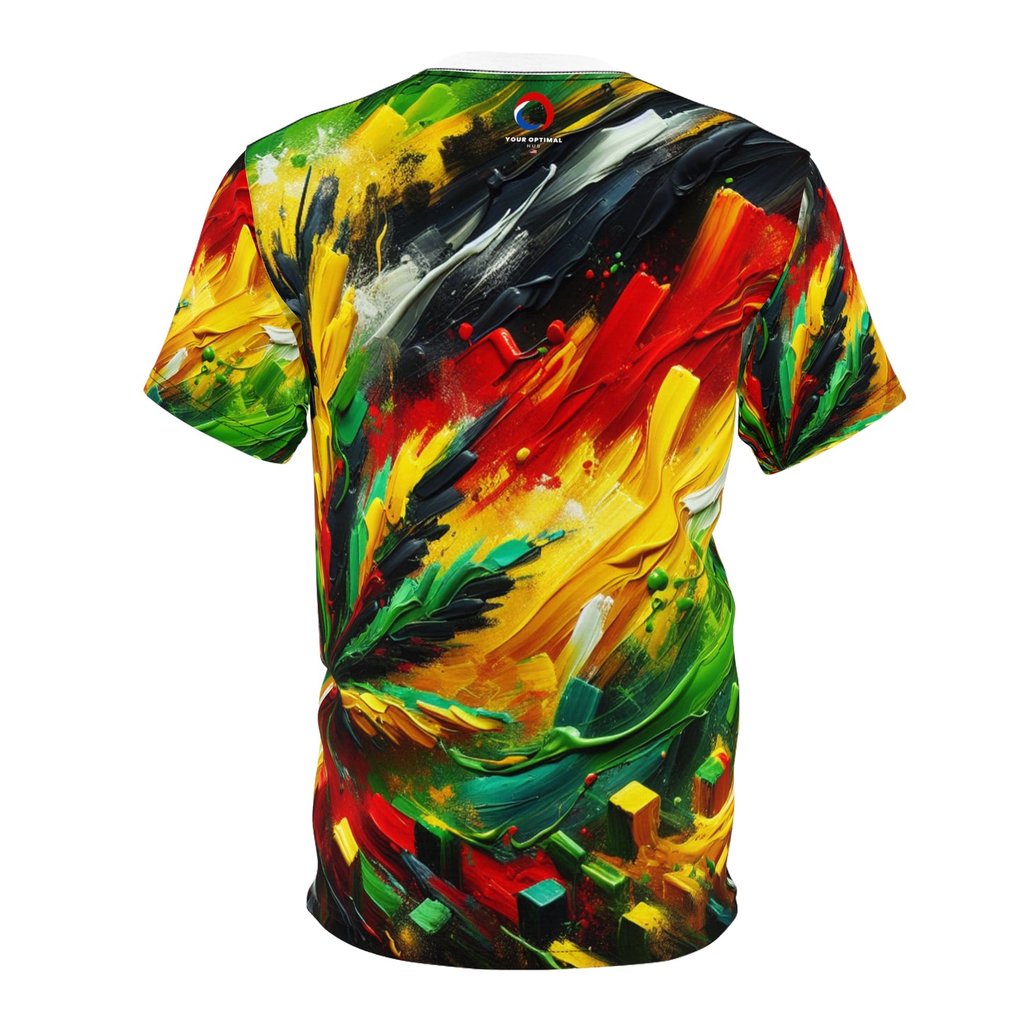 Rasta Essence Abstract Art Tee: Bold Impasto Paintwork, Unity & Freedom Theme - Rastafarian Abstract Pattern-Inspired Tee