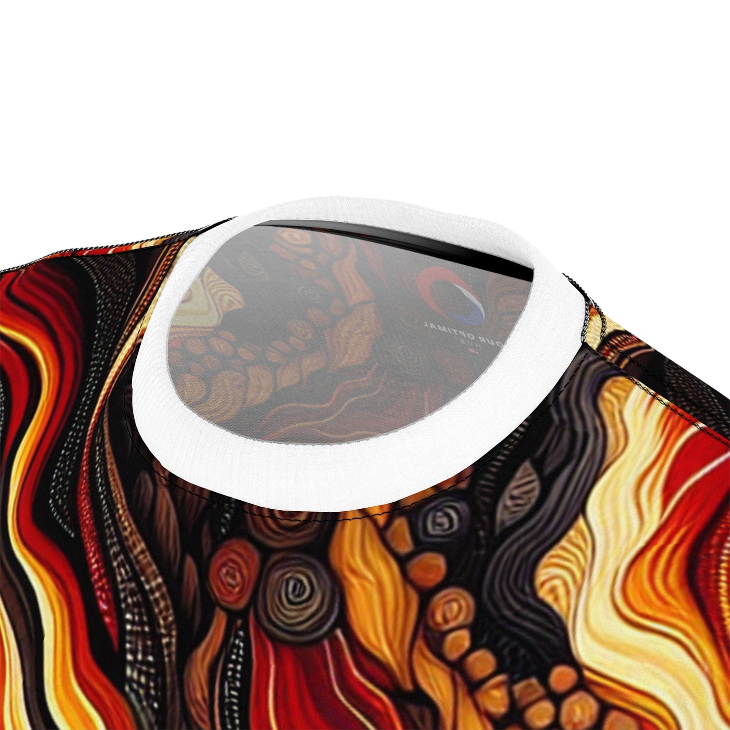 Aboriginal-Inspired Fiery Volcanic Artistic T-shirt - Earth's Molten Wildness - African Tribal Pattern-Inspired Apparel