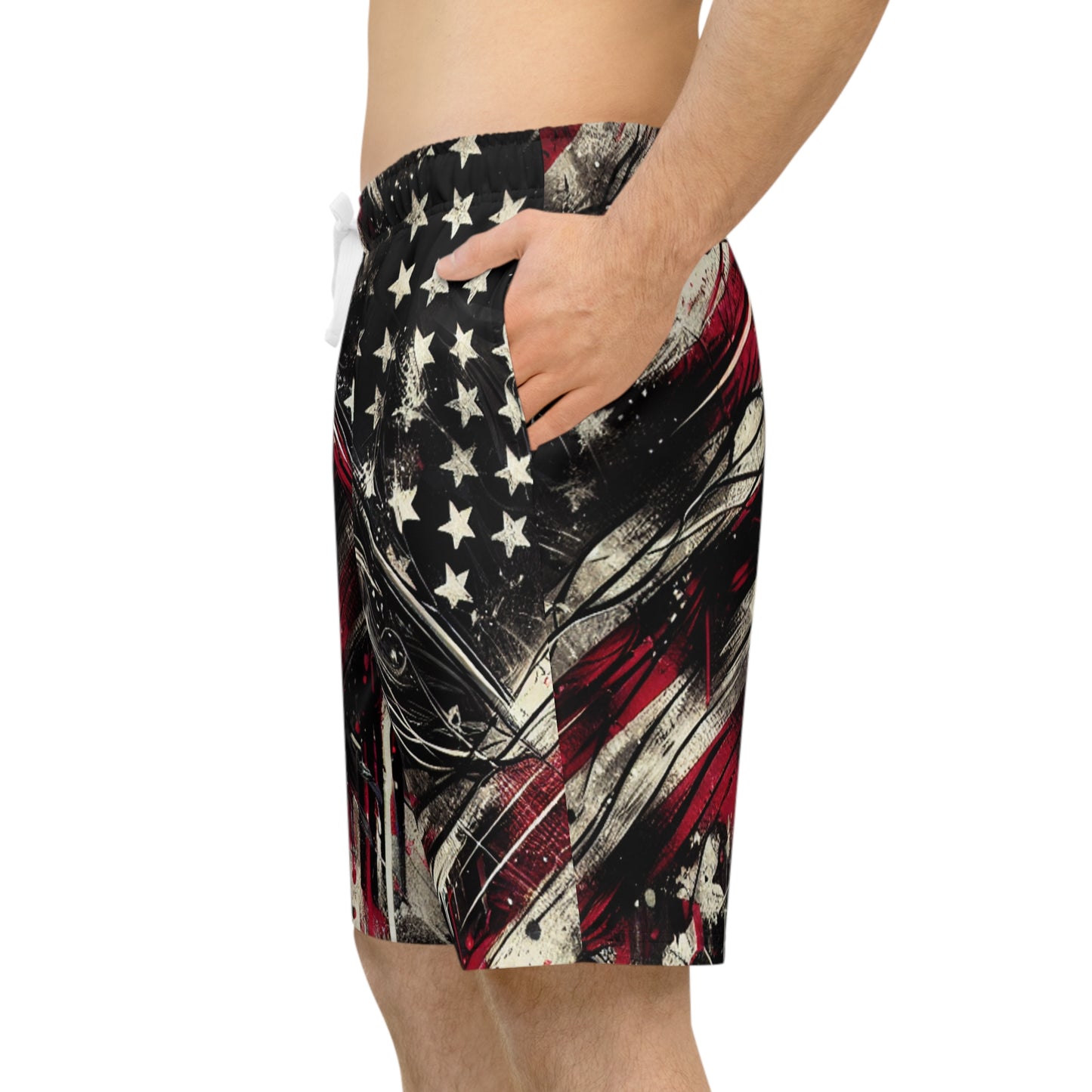 Edgy Distressed American Flag Grunge Streetwear Shorts | Patriotic Graffiti Art Apparel | Patriotic Streetwear Shorts