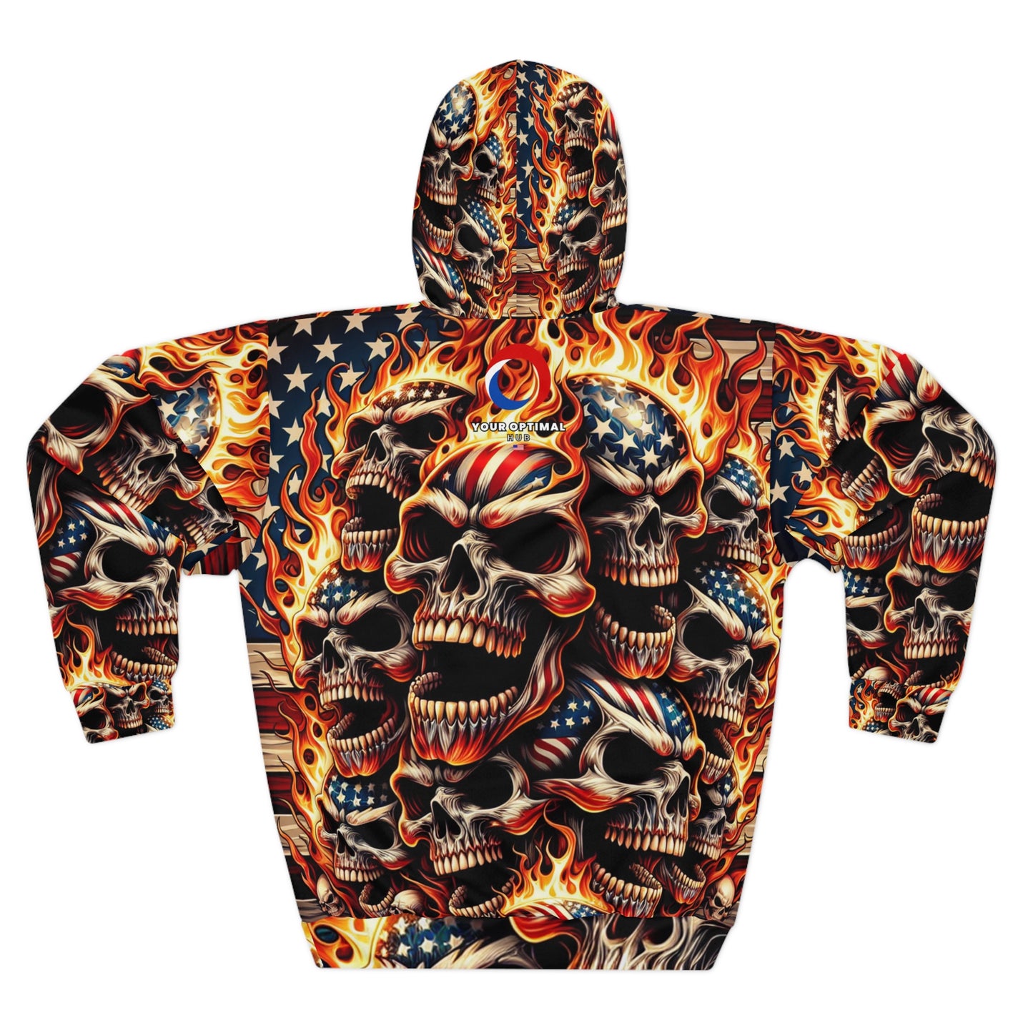 Fiery Freedom Skullscape Hoodie - Patriotic Streetwear