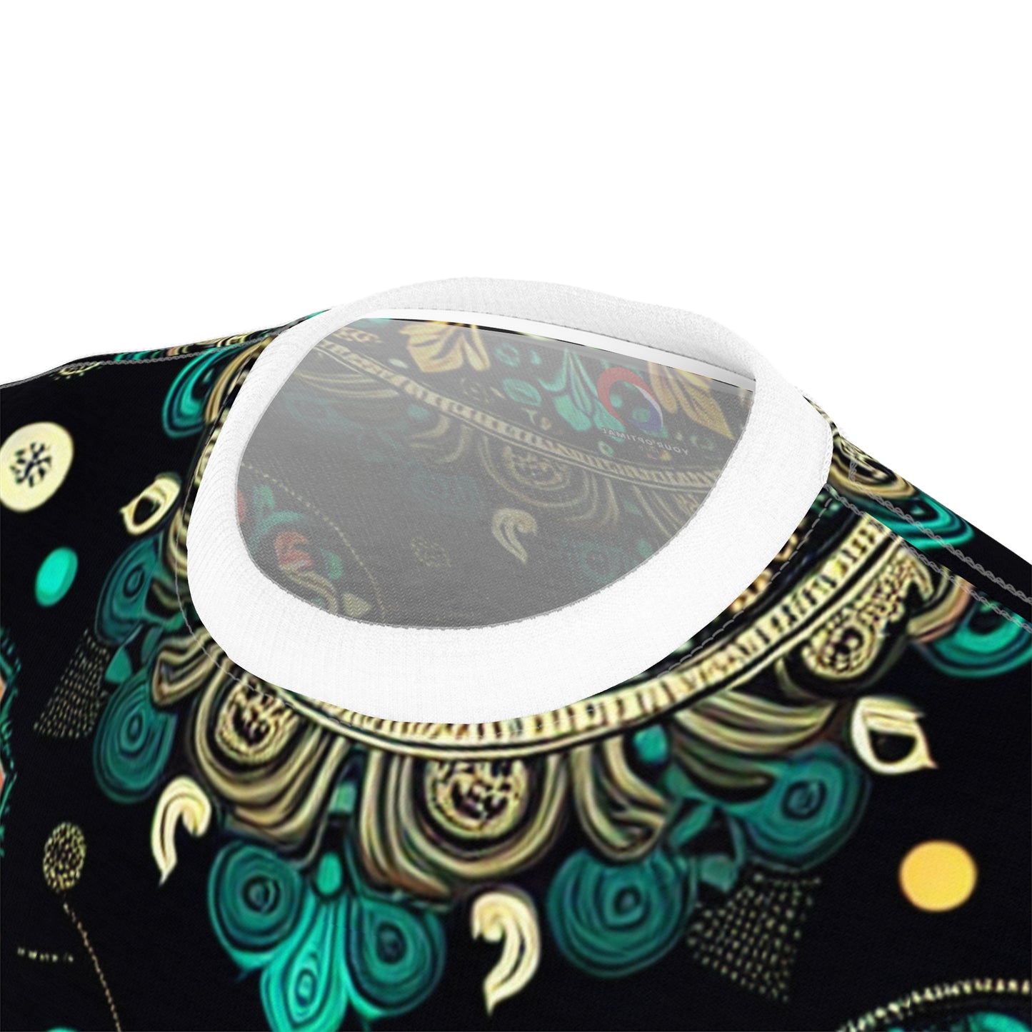Neon UV Indian Motif Tee – Bioluminescent Floral & Geometric Glow Pattern on Black Shirt