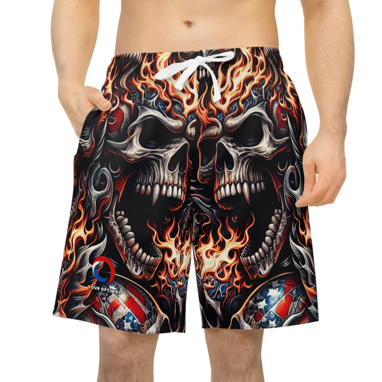 Blazing Skulls & Stars Patriotic Unleashed Shorts - Patriotic Streetwear Shorts