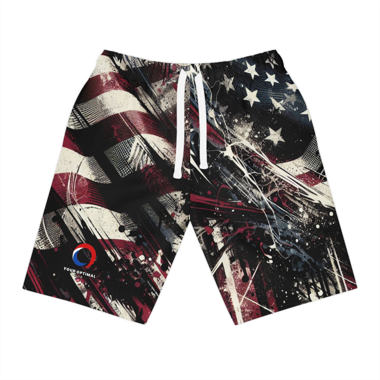 Distressed American Flag Grunge Shorts: Edgy Streetwear with Patriotic Graffiti Essence - Patriotic Streetwear Shorts