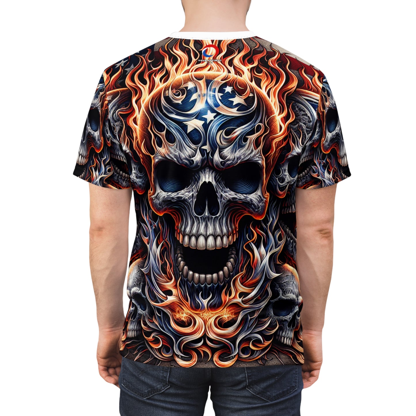 Radiant Rebellion: Skullscape Sizzle - Patriotic Streetwear Tee