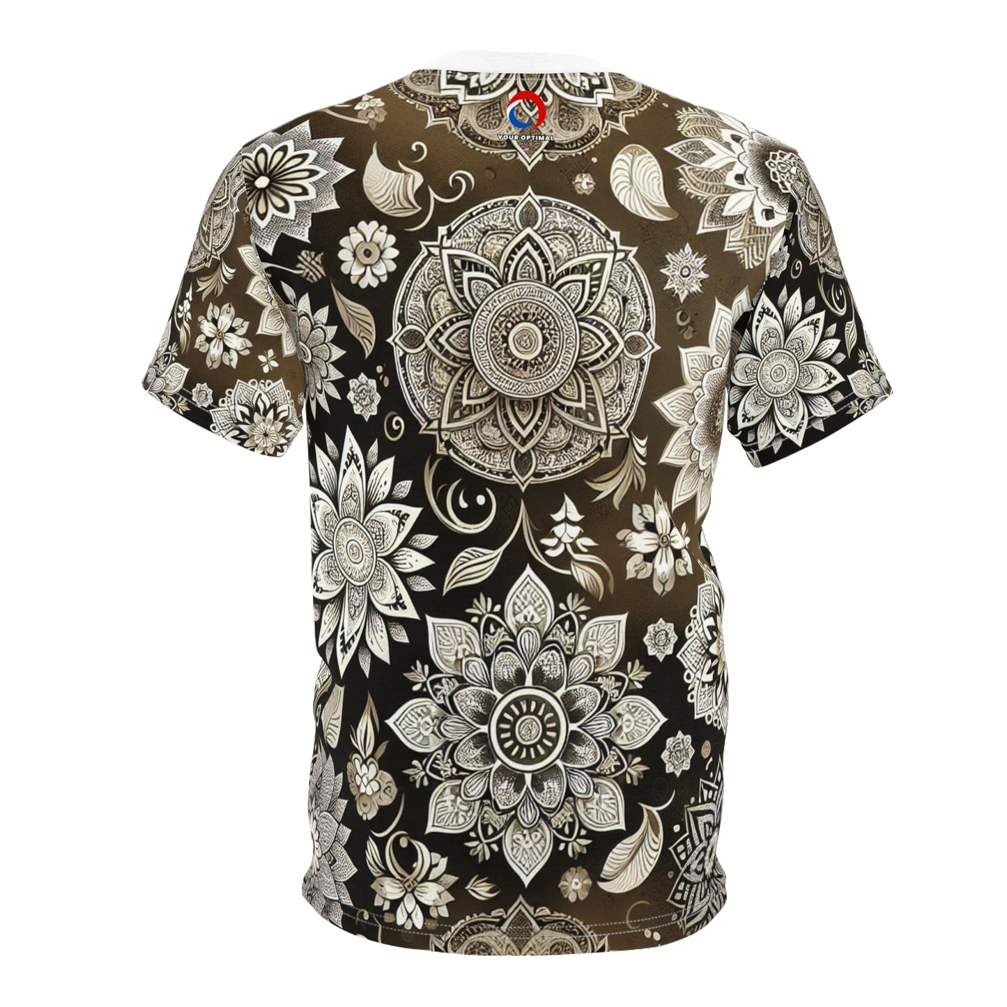 Traditional Indian Motif Collection: Intricate Floral & Geometric Seamless Pattern T-Shirt - Shiny Gold & White - Modern Meets Classic Heritage Design