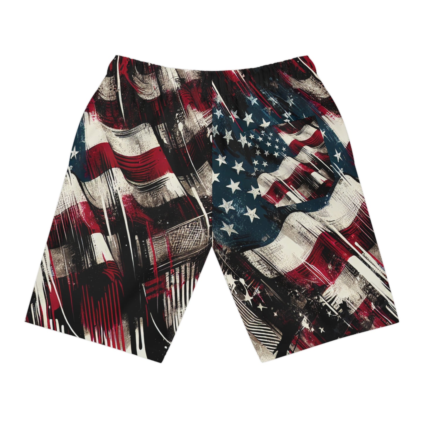 Grunge American Flag Streetwear Shorts - Distressed Patriotic Graffiti Urban Art, Edgy & Bold Look - Patriotic Streetwear Shorts