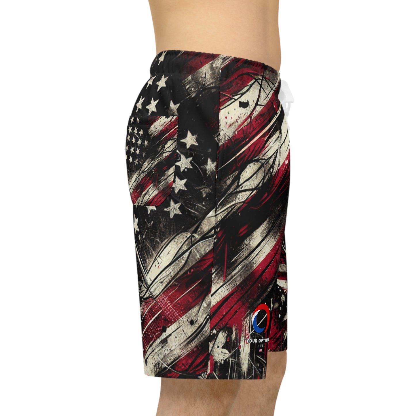 Edgy Distressed American Flag Grunge Streetwear Shorts | Patriotic Graffiti Art Apparel | Patriotic Streetwear Shorts